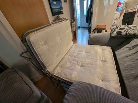 Photo of free Grey sofa bed and pouffe (Caterham on the Hill CR5) #4