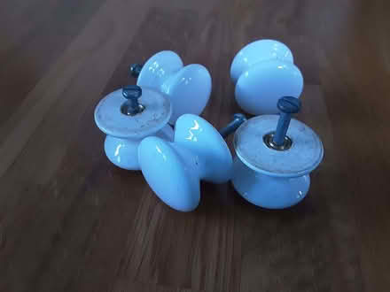 Photo of free 5 white ceramic drawer handles (Warton LA5) #1