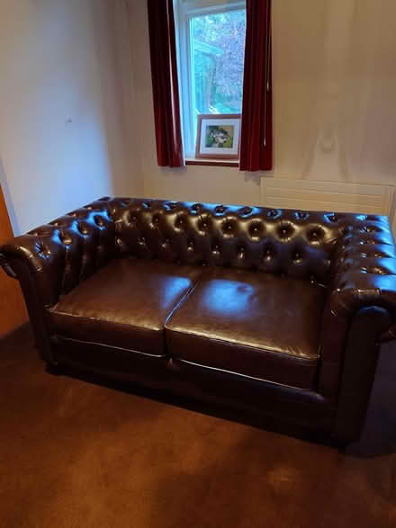 Photo of free 2 seater brown chesterfield WS151QF (WS151QF Upper Longdon) #3