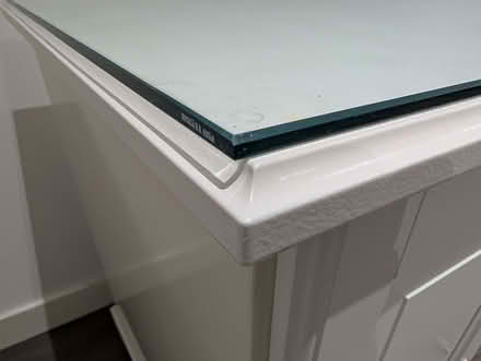 Photo of free Solid White Wood Desk + Custom Toughened Glass Top (East Barnet N20) #2