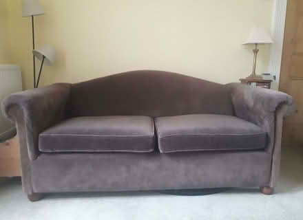 Photo of free Brown velour style sofa (Askew Road W12) #1