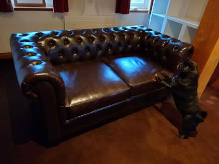Photo of free 2 seater brown chesterfield WS151QF (WS151QF Upper Longdon) #2