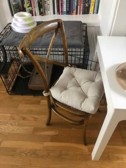 Photo of free x4 wooden chairs with cushions (Walham Green SW6) #2