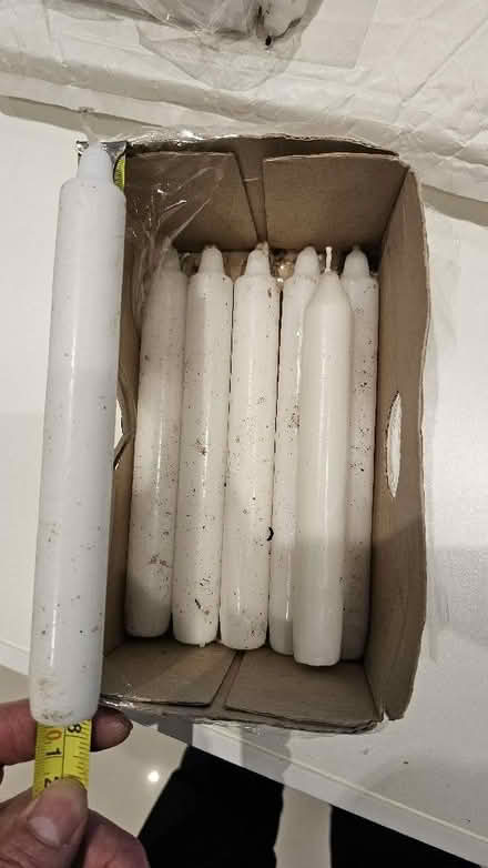 Photo of free Six white 8-inch unused dinner candles, need a wipe clean! (Townsend AL3) #1