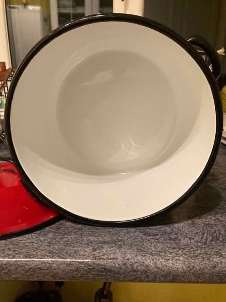 Photo of free Red and black enamel bread bin (Dean Row SK9) #3
