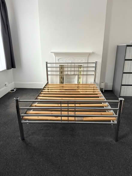 Photo of free Silver Metal Double Bed Frame (turnpike lane N15) #2