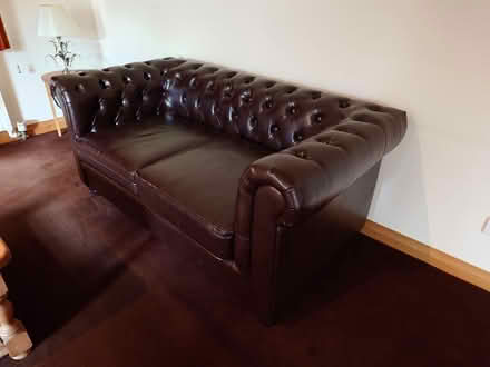 Photo of free 2 seater brown chesterfield WS151QF (WS151QF Upper Longdon) #1
