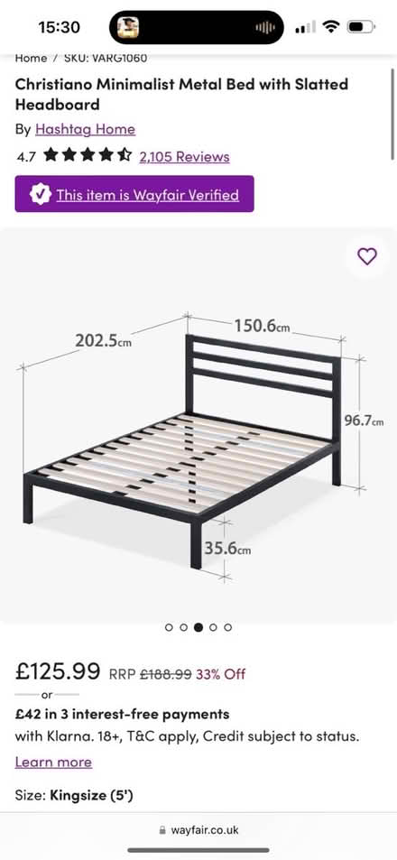 Photo of free Metal large bed (SE2) #2