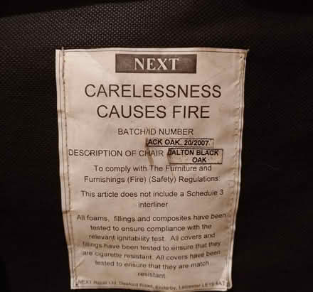 Photo of free 4 Next Dining Chairs WS151QF B774FQ (WS151QF Upper Longdon) #2