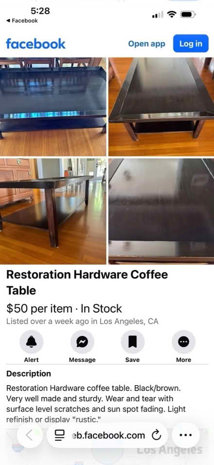 Photo of free Restoration Hardware coffee table (Mid City Los Angeles) #1