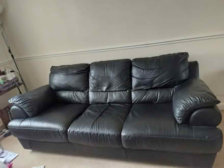 Photo of free Black leather sofa (IG2) #1