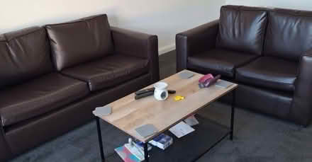 Photo of free Leather couches & glass tv unit (Glasgow/Paisley/ Johnstone PA5) #2