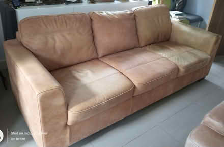 Photo of free 3 seater sofa with fire label on underside (Thorpe St Andrew NR7) #1