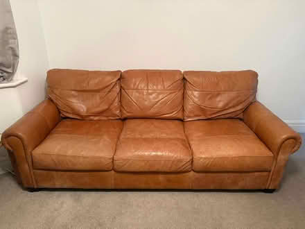 Photo of free Tan Leather Sofa (Leyland PR25) #1