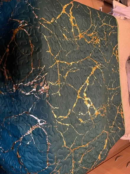 Photo of free A Green and gold king size bedspread with two pillowcases (Bridgewood Gate ME5) #2