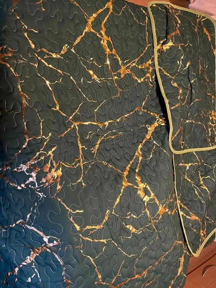 Photo of free A Green and gold king size bedspread with two pillowcases (Bridgewood Gate ME5) #1