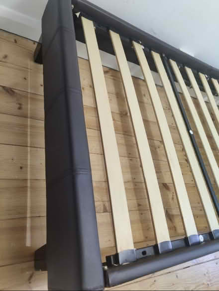 Photo of free Leather and wood single bed frame (Central Watford WD17) #3