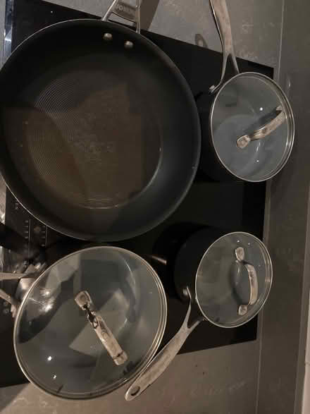 Photo of free 3 pana with lids and saucepan (Brockley) #2