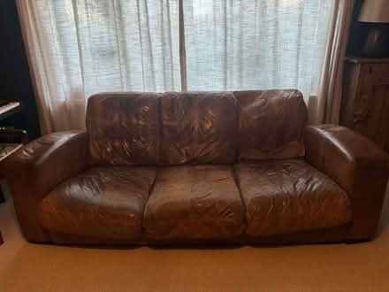 Photo of free Natural Leather 3 Seater Sofa (BD17) #1