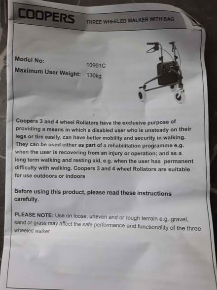 Photo of free Three Wheeled Rollator (Hailsham BN27) #3