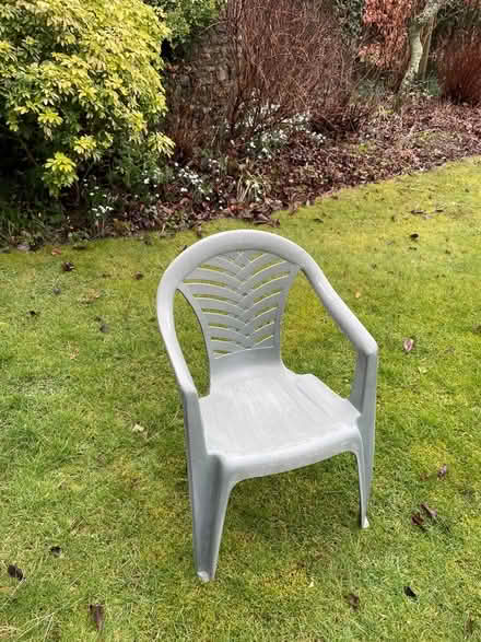 Photo of free Green plastic garden chairs and cushions (Crooklands LA7) #1