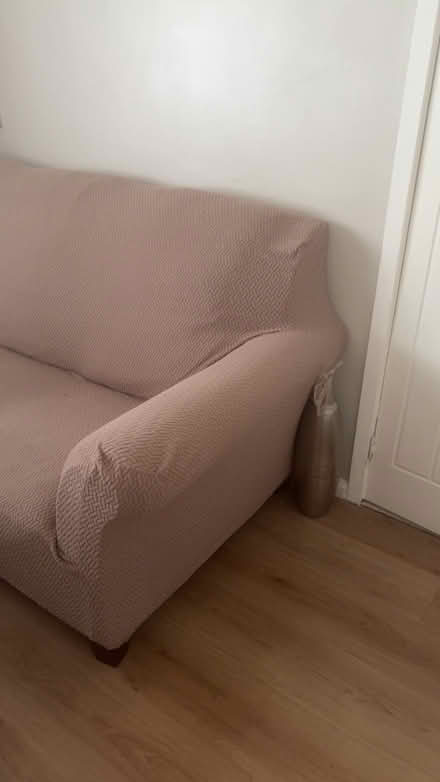 Photo of free Brown leather sofa with covers (IP2) #1