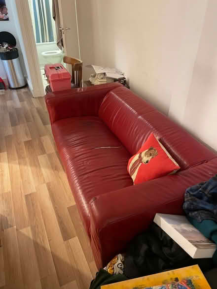 Photo of free Red Leather Sofa (Stoke Newington N16) #2