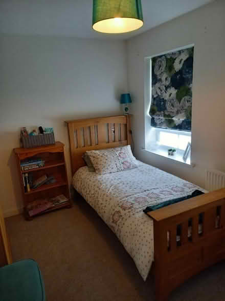 Photo of free Sturdy single pine bed with mattress (Hattersley SK14) #1