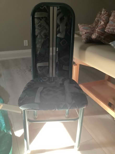 Photo of free Tall back metal and velvet chair (York mills and leslie) #2