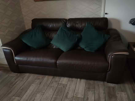 Photo of free Brown 2 & 3 seater leather sofas (West Derby L13) #1