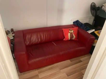 Photo of free Red Leather Sofa (Stoke Newington N16) #1