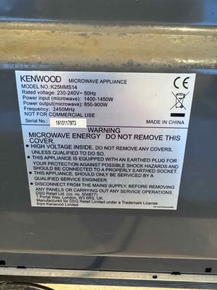 Photo of free Kenwood Microwave (Southend SS1) #2