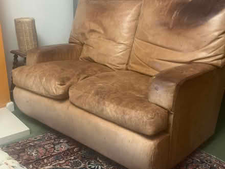 Photo of free Leather veg tan two seater sofa (Long Ashton BS41) #1