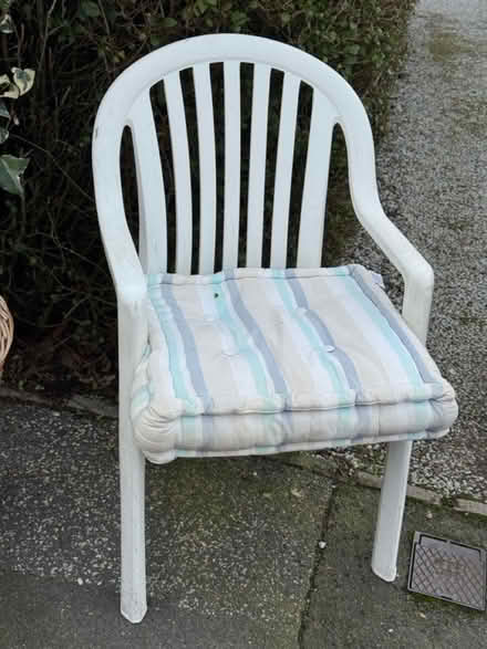 Photo of free Plastic Garden Chair with Cushion (Ilkeston DE7 4B) #1