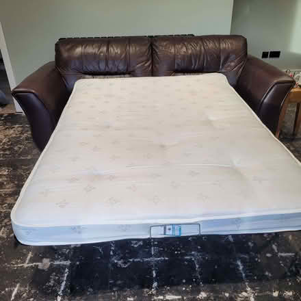 Photo of free 2 leather sofas /1 is a double sofa bed and a foot stall (Rayleigh SS6) #3