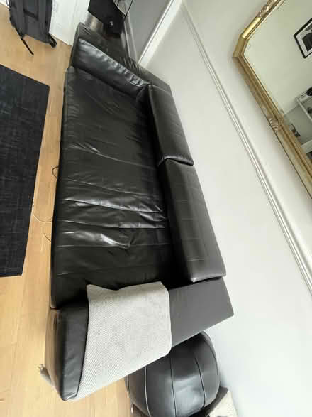 Photo of free black leather soaf/sofa bed (Thornton Heath CR7) #1