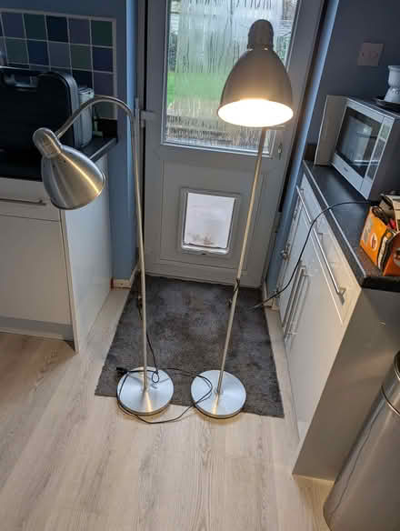 Photo of free Pair of silver IKEA floor standing lamps (Kempshott RG22) #1