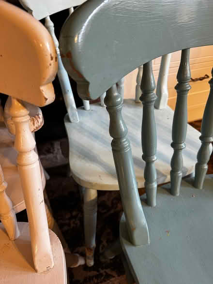 Photo of free 6 dining chairs solid wood painted chewed by puppy (Salterhebble HX3) #4