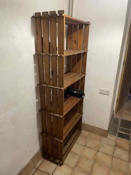 Photo of free Tall wood shelf unit (Nailsworth) #1