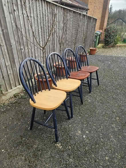 Photo of free 4 sturdy dining chairs. (Kents Hill MK7) #1