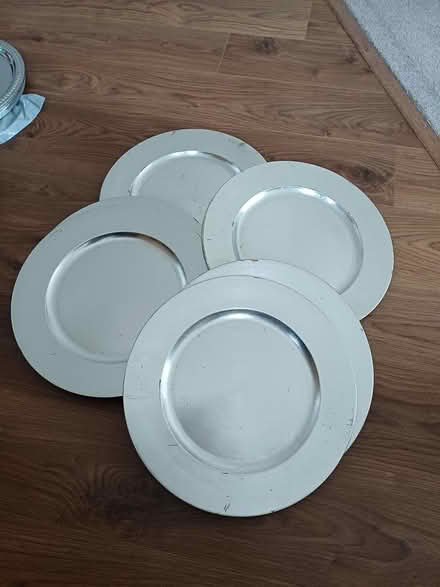 Photo of free 8 M&S Charger Plates silver 33cm (Yateley GU46) #1