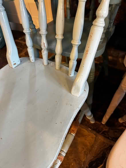 Photo of free 6 dining chairs solid wood painted chewed by puppy (Salterhebble HX3) #3