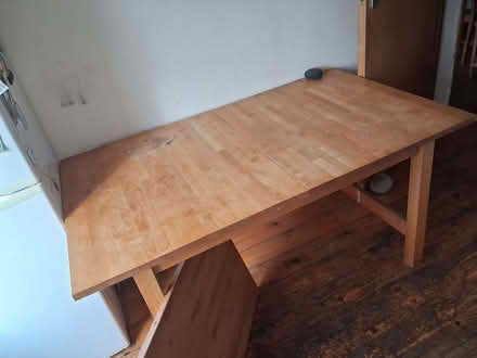 Photo of free Large solid wood table with extender (Bingfield Park N1) #2