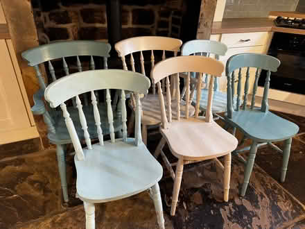 Photo of free 6 dining chairs solid wood painted chewed by puppy (Salterhebble HX3) #2