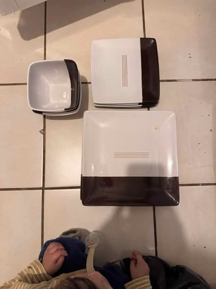 Photo of free Square brown & white dinnerware set (Hemel Hempstead HP2) #3