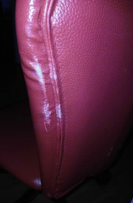 Photo of free Red leather swivel office chair (Bewdley DY12) #3