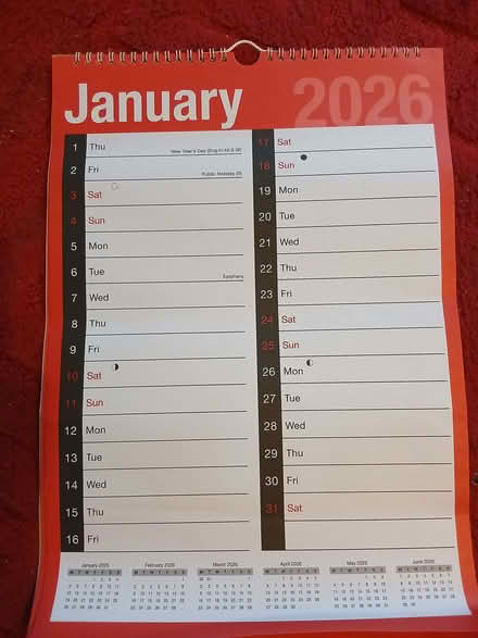 Photo of free Large print calendar (Copthorne SY3) #1