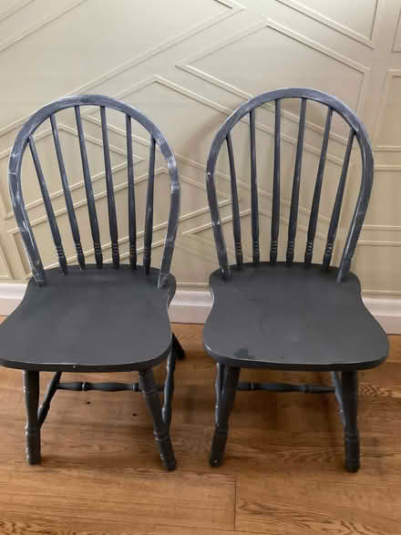 Photo of free Pair of grey painted wooden chairs (Horsforth LS18) #1