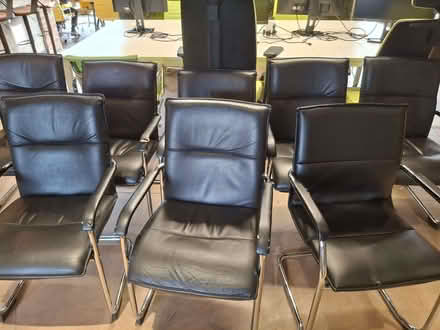 Photo of free 8 x black leather chairs (Callowell GL6) #1
