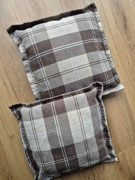 Photo of free 2 brown and cream cushions (Whiteshill, Stroud) #1